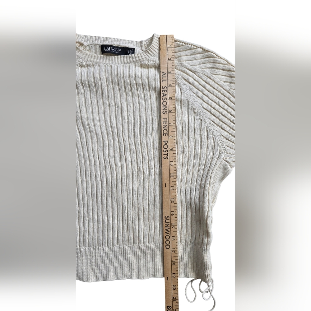 Lauren Ralph Lauren XS  Lace Up Ribbed Knit Sweater Boho Extra Small - Picture 7 of 8